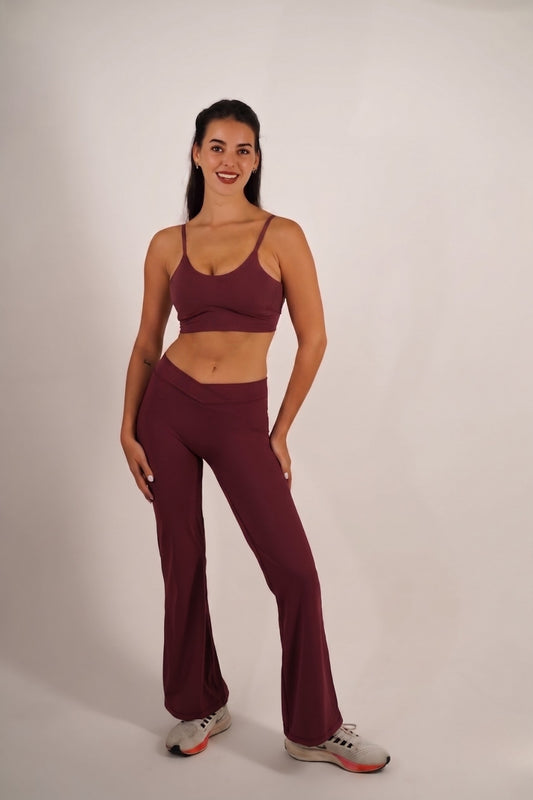 MENTARI pantalon flare femme bordeaux - pantalon yoga évasé OWNHEAT