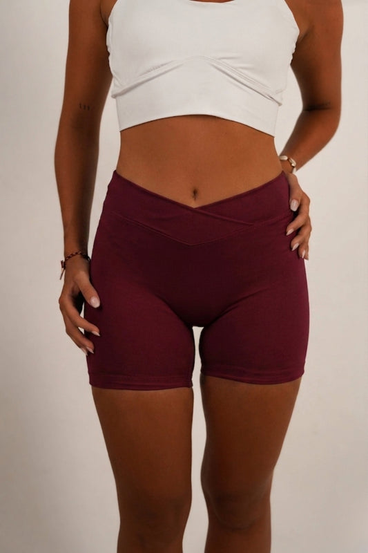 NYALA short de sport femme bordeaux - short sculptant activewear OWNHEAT