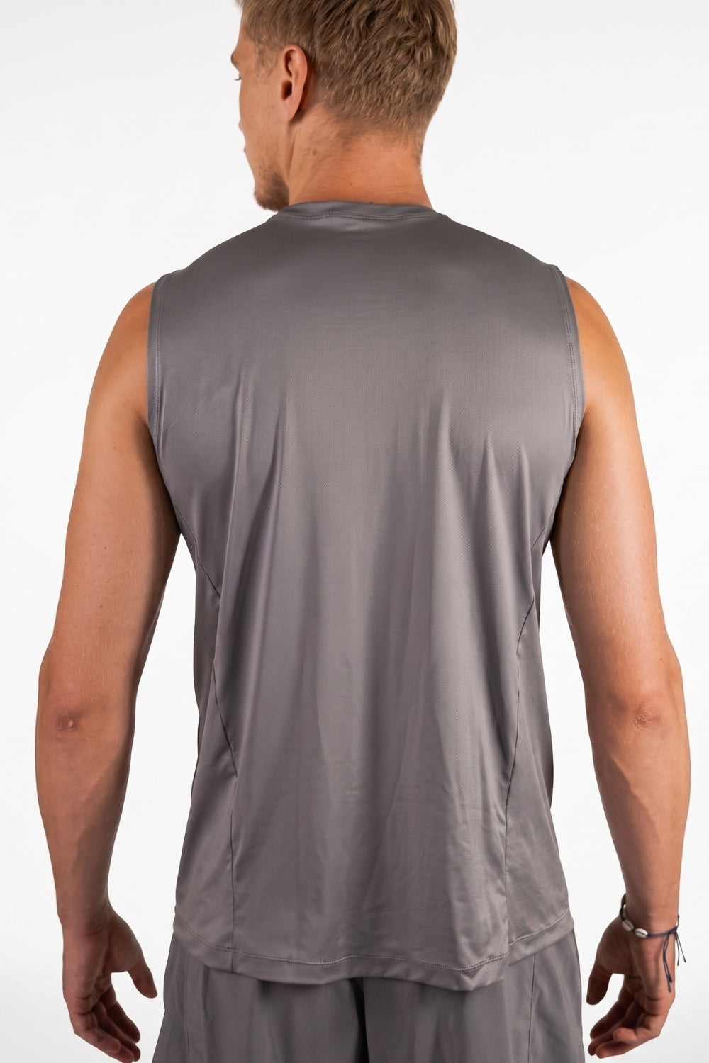 HAWA t-shirt sans manche homme gris, vue détail - débardeur sport OWNHEAT